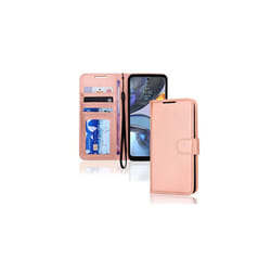 TECHGEAR Moto G22 Leather Wallet Case, Flip Protective Case Cover with Wallet Card Holder, Stand & Wrist Strap, PU Leather with Magnetic C - Rose Gold