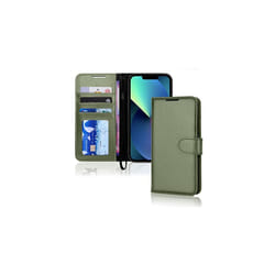 iPhone 13 Leather Wallet Case, Flip Protective Case Cover with Wallet Card Holder, Stand and Wrist Strap - Black PU Leather with Magnetic Clos - Green