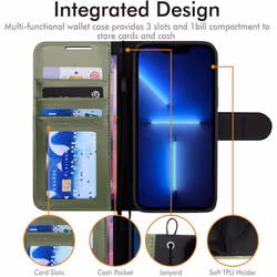 TECHGEAR iPhone 13 Pro Max Leather Wallet Case, Flip Protective Case Cover with Wallet Card Holder, Stand and Wrist Strap -...