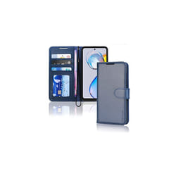 TECHGEAR Moto E32 Leather Wallet Case, Flip Protective Case Cover with Wallet Card Holder, Stand & Wrist Strap, PU Leather with Magnetic Clasp - Blue