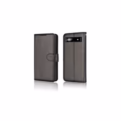 TECHGEAR Pixel 6a Leather Wallet Case, Flip Protective Case Cover with Wallet Card Holder, Stand and Wrist Strap - Black PU Leather with Magnetic