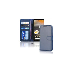 Pixel 6a Wallet Case, Flip Protective Cover with Card Holder, Stand and Wrist Strap - PU Leather with Magnetic Closure For Google Pixel 6a - Blue