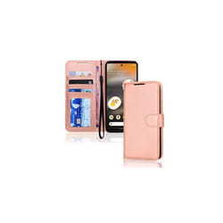 Pixel 6a Wallet Case, Flip Protective Cover with Card Holder, Stand and Wrist Strap - PU Leather with Magnetic Closure For Google Pixel 6a - Rose Gold