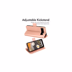 Pixel 6a Wallet Case, Flip Protective Cover with Card Holder, Stand and Wrist Strap - PU Leather with Magnetic Closure For Google Pixel 6a - Rose Gold