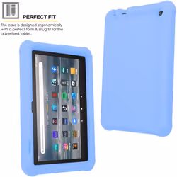 TECHGEAR Bumper Case fits All-New Amazon Fire 7" (2022 Release / 12th Generation) Shockproof Soft Silicone Protective Easy Grip Case + Pr - LIGHT BLUE