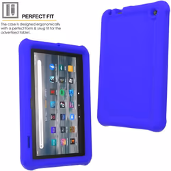 TECHGEAR Bumper Case fits All-New Amazon Fire 7" (2022 Release / 12th Generation) Shockproof Soft Silicone Protective Easy Grip Case + Protecto - BLUE
