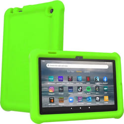 TECHGEAR Bumper Case fits All-New Amazon Fire 7" (2022 Release / 12th Generation) Shockproof Soft Silicone Protective Easy Grip Case + Protect - GREEN