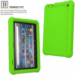 TECHGEAR Bumper Case fits All-New Amazon Fire 7" (2022 Release / 12th Generation) Shockproof Soft Silicone Protective Easy Grip Case + Protect - GREEN