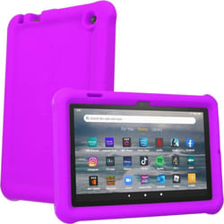 TECHGEAR Bumper Case fits All-New Amazon Fire 7" (2022 Release / 12th Generation) Shockproof Soft Silicone Protective Easy Grip Case + Protec - PURPLE