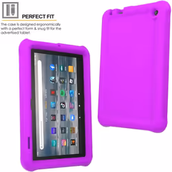 TECHGEAR Bumper Case fits All-New Amazon Fire 7" (2022 Release / 12th Generation) Shockproof Soft Silicone Protective Easy Grip Case + Protec - PURPLE