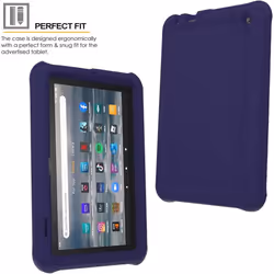 TECHGEAR Bumper Case fits All-New Amazon Fire 7" (2022 Release / 12th Generation) Shockproof Soft Silicone Protective Easy Grip Case + Protecto - NAVY