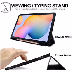 TECHGEAR Smart Case for Samsung Galaxy Tab S6 Lite 10.4" (SM-P610 / P613 / P615 / P619) PU Leather Cover with Corner Protection [Auto Wake / S - Black
