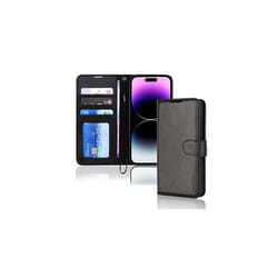 TECHGEAR iPhone 14 Pro Leather Wallet Case, Flip Protective Case with Wallet Card Holder, Stand and Wrist Strap - PU Leather with Magnetic Clo - Black