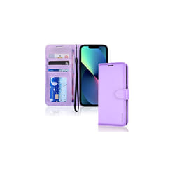 iPhone 14 Plus Leather Wallet Case, Flip Protective Case Cover with Wallet Card Holder, Stand and Wrist Strap - PU Leather with Magnetic Clos - Purple