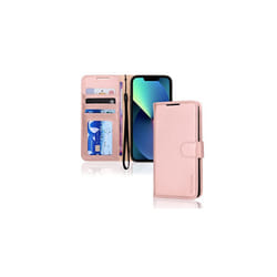 iPhone 14 Plus Leather Wallet Case, Flip Protective Case Cover with Wallet Card Holder, Stand and Wrist Strap - PU Leather with Magnetic Closur - Pink