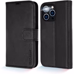 TECHGEAR Wallet Case for Apple iPhone 14 Pro, Genuine Leather Magnetic Flip [RFID Blocking] Case with Shockproof TPU Holder,  ...