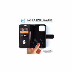 TECHGEAR Wallet Case for iPhone 14 Pro Max, Genuine Leather Magnetic Flip [RFID Blocking] Case with Shockproof TPU, Card Slots, Stand Folio Co - Black