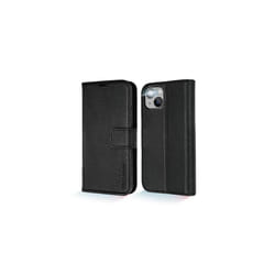 TECHGEAR Wallet Case for iPhone 14 Plus, Genuine Leather Magnetic Flip [RFID Blocking] Case with Shockproof TPU Holder, Card Slots, Stand Foli - Black