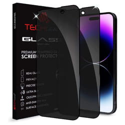 TECHGEAR [2 Pack] Anti Spy Screen Protector for iPhone 14 Pro - PRIVACY Filter 3D GLASS Edition Genuine Tempered Glass Full Screen Protector