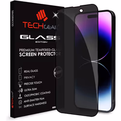TECHGEAR Anti Spy Screen Protector for iPhone 14 Pro Max - PRIVACY Filter 3D GLASS Edition Genuine Tempered Glass Full Screen ...