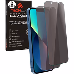 [2 Pack] TECHGEAR Anti Spy Screen Protector for iPhone 14 - PRIVACY Filter GLASS Edition Genuine Tempered Glass Screen Protec ...