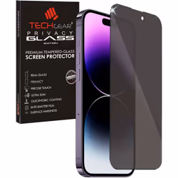 TECHGEAR Anti Spy Screen Protector for iPhone 14 Pro - PRIVACY Filter GLASS Edition Genuine Tempered Glass Screen Protector f ...