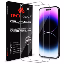 TECHGEAR [2 Pack] GLASS Edition for iPhone 14 Pro 6.1", Tempered Glass Screen Protectors Cover [9H Hardness] [No-Bubble]