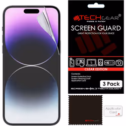 TECHGEAR [3 Pack] Screen Protectors for iPhone 14 Pro Max - CLEAR LCD Screen Protector Film s with Cleaning Cloth & Applicati ...