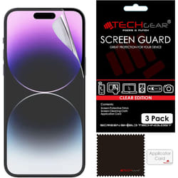 TECHGEAR [3 Pack] Screen Protectors for iPhone 14 Pro Max - CLEAR LCD Screen Protector Film s with Cleaning Cloth & Application Card