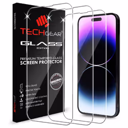 TECHGEAR [3 Pack] GLASS Edition for iPhone 14 Pro Max 6.7", Tempered Glass Screen Protectors Cover [9H Hardness] [No-Bubble]