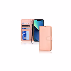 iPhone 14 Plus Leather Wallet Case, Flip Protective Case Cover with Wallet Card Holder, Stand and Wrist Strap - PU Leather wi ...