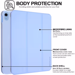 TECHGEAR iPad 11 2025 & iPad 10 2022 (11th / 10th Generation) Smart Case Slim Tri-fold Stand Cover with Corner Protection [Auto Wake / Sl - Light bLue