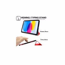 TECHGEAR iPad 11 2025 & iPad 10 2022 (11th / 10th Generation) Smart Case Slim Tri-fold Stand Cover with Corner Protection [Auto Wake / Sleep] - Red