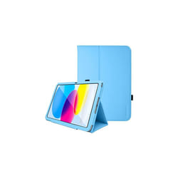 TECHGEAR Leather Case for Apple iPad 10 2022 [10th Generation] 10.9" - PU Leather Slim Folio Case Cover with Stand, Hand Strap & Auto Sle - Light Blue
