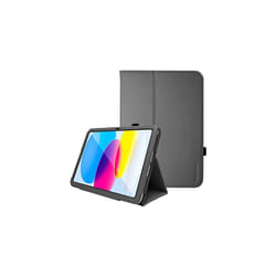 TECHGEAR Leather Case for Apple iPad 10 2022 [10th Generation] 10.9" - PU Leather Slim Folio Case Cover with Stand, Hand Strap & Auto Sleep / - Black