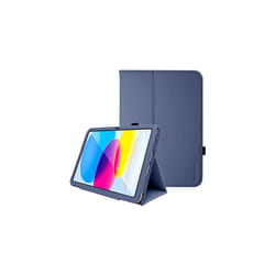 TECHGEAR Leather Case for Apple iPad 10 2022 [10th Generation] 10.9" - PU Leather Slim Folio Case Cover with Stand, Hand Strap & Auto Slee - Navy Blue