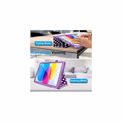 TECHGEAR Leather Case for Apple iPad 10 2022 [10th Generation] 10.9" - PU Leather Slim Folio Case Cover with Stand, Hand Strap & Au - Purple Polka Dot