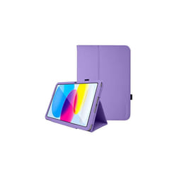 TECHGEAR Leather Case for Apple iPad 10 2022 [10th Generation] 10.9" - PU Leather Slim Folio Case Cover with Stand, Hand Strap & Auto Sleep / - Purple