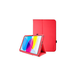 TECHGEAR Leather Case for Apple iPad 10 2022 [10th Generation] 10.9" - PU Leather Slim Folio Case Cover with Stand, Hand Strap & Auto Sleep / Wa - Red