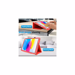 TECHGEAR Leather Case for Apple iPad 10 2022 [10th Generation] 10.9" - PU Leather Slim Folio Case Cover with Stand, Hand Strap & Auto Sleep / Wa - Red