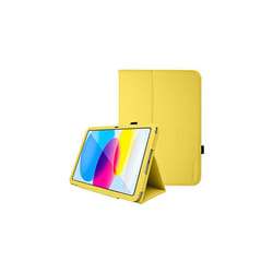TECHGEAR Leather Case for Apple iPad 10 2022 [10th Generation] 10.9" - PU Leather Slim Folio Case Cover with Stand, Hand Strap & Auto Sleep / - Yellow