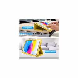 TECHGEAR Leather Case for Apple iPad 10 2022 [10th Generation] 10.9" - PU Leather Slim Folio Case Cover with Stand, Hand Strap & Auto Sleep / - Yellow