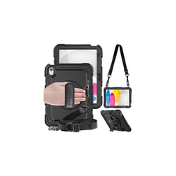 TECHGEAR UTILITY Case for Apple iPad 10 2022 [10th Generation] HEAVY DUTY Shockproof Case 360 Degree Rotating Stand, Hand and Shoulder Str - ALL BLACK
