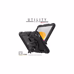 TECHGEAR UTILITY Case for Apple iPad 10 2022 [10th Generation] HEAVY DUTY Shockproof Case 360 Degree Rotating Stand, Hand and Shoulder Str - ALL BLACK