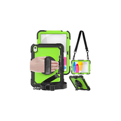 TECHGEAR UTILITY Case for Apple iPad 10 2022 [10th Generation] HEAVY DUTY Shockproof Case 360 Degree Rotating Stand, Hand and Shoulder - GREEN / BLACK