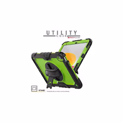 TECHGEAR UTILITY Case for Apple iPad 10 2022 [10th Generation] HEAVY DUTY Shockproof Case 360 Degree Rotating Stand, Hand and Shoulder - GREEN / BLACK