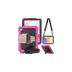 TECHGEAR UTILITY Case for Apple iPad 10 2022 [10th Generation] HEAVY DUTY Shockproof Case 360 Degree Rotating Stand, Hand and Shoulder Strap Ca - PINK