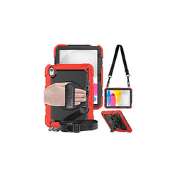 TECHGEAR UTILITY Case for Apple iPad 10 2022 [10th Generation] HEAVY DUTY Shockproof Case 360 Degree Rotating Stand, Hand and Shoulder Strap Cas - RED