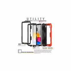 TECHGEAR UTILITY Case for Apple iPad 10 2022 [10th Generation] HEAVY DUTY Shockproof Case 360 Degree Rotating Stand, Hand and Shoulder Strap Cas - RED