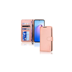 TECHGEAR Leather Wallet Case for Oppo Reno 8 5G, Flip Protective Cover with Wallet Card Holder, Stand & Wrist Strap - PU Leather with Magn - Rose Gold